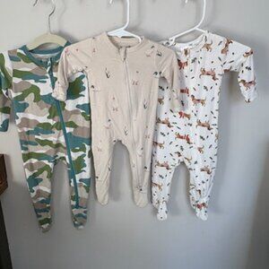 Bundle of 3 Kyte baby boy footie sleepers 0-6 months